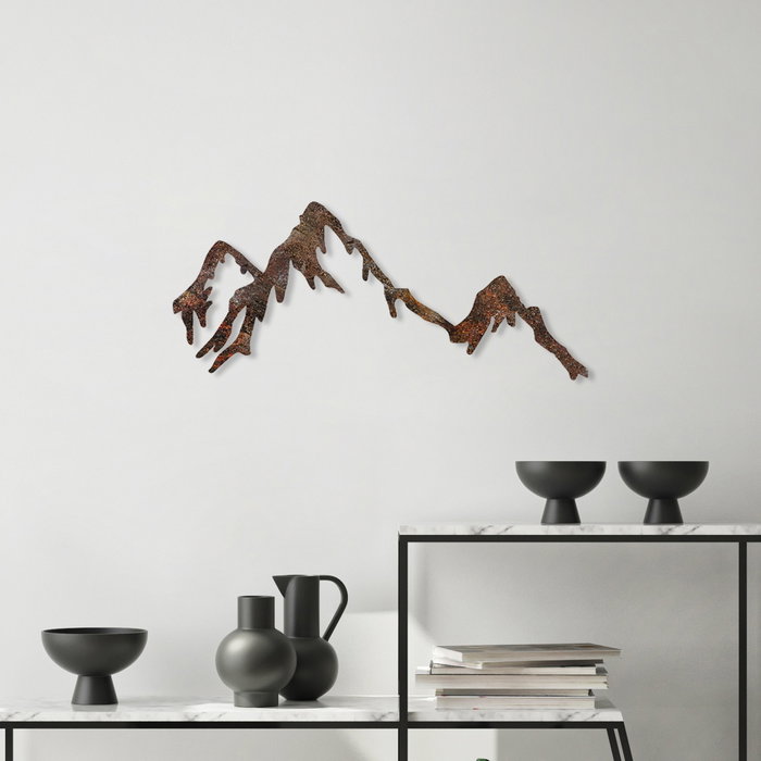 Wallity Rusty Mountain Escultura de pared de metal Antiquation